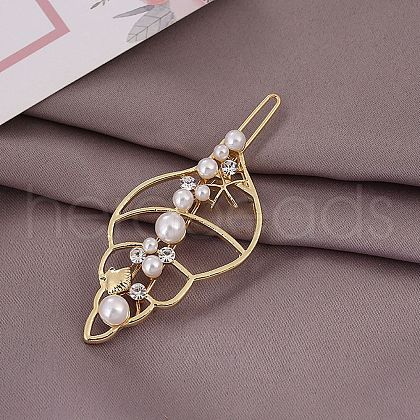 Plastic Imitation Pearl & Alloy Rhinestone Hair Barrettes AJEW-A056-03D-1