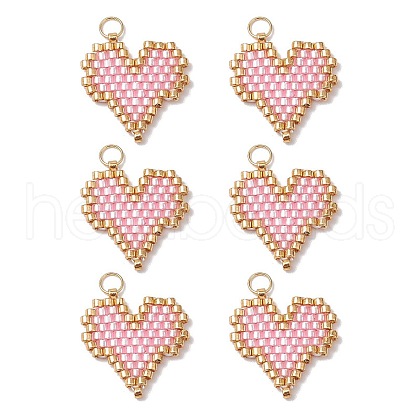 MIYUKI Delica Glas Seed Beaded Heart Pendants PALLOY-MZ00701-02-1