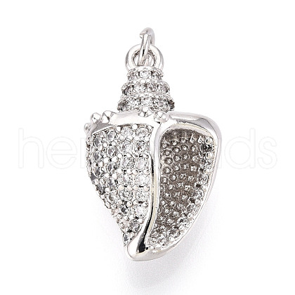 Brass Micro Pave Clear Cubic Zirconia Pendants KK-N268-59P-1