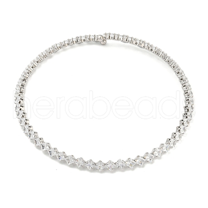 Rack Plating Brass Pave Clear Cubic Zirconia Choker Necklaces NJEW-A031-01P-1