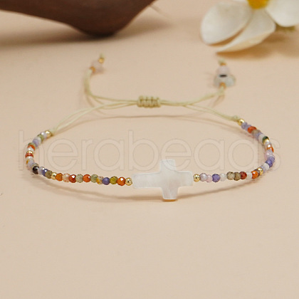 Natural Mixed Gemstone Beads Braided Bead Bracelets HV8376-1