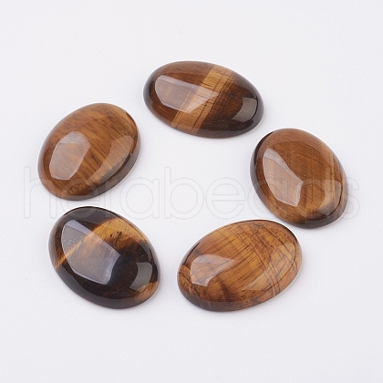 Natural Tiger Eye Flat Back Cabochons G-G741-13x18mm-01-1