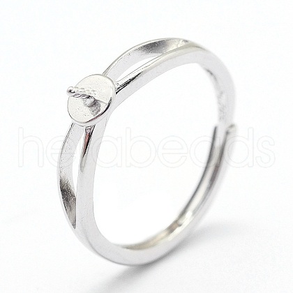 Anti-Tarnish Adjustable Rhodium Plated 925 Sterling Silver Ring Components STER-I016-016P-1