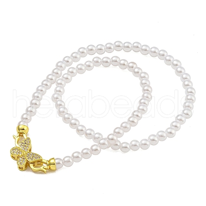 Rack Plating Brass Micro Pave Clear Cubic Zirconia Butterfly Pendant Necklaces NJEW-C059-17G-1