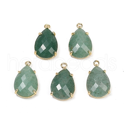 Natural Green Aventurine Faceted Pendants G-K347-05G-03-1