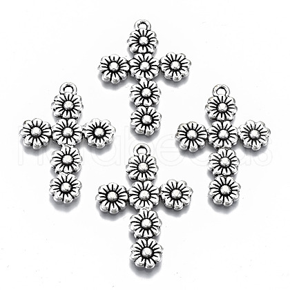 Tibetan Style Alloy Pendants X-TIBEP-N009-015AS-RS-1