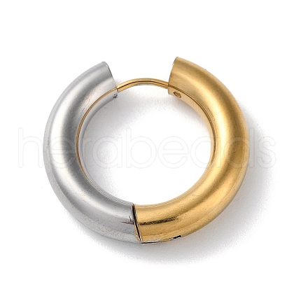 Two Tone 304 Stainless Steel Huggie Hoop Earrings EJEW-P250-01G-1