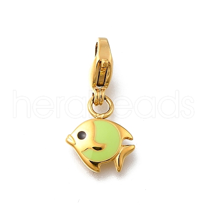 Fish 304 Stainless Steel Enamel Pendant Decorations STAS-R159-48G-05-1