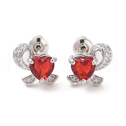 Rack Plating Brass Micro Pave Cubic Zirconia Stud Earrings EJEW-I304-06P-09-1