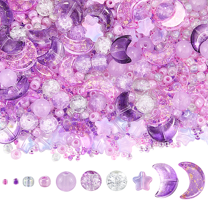 SUNNYCLUE Mixed Styles Transparent Glass Beads GLAA-SC0002-17C-1