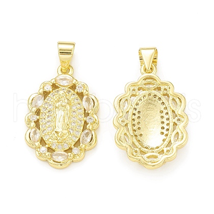 Rack Plating Brass Micro Pave Clear Cubic Zirconia Pendants KK-C011-16G-1