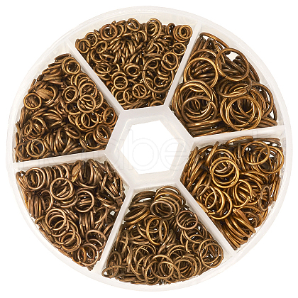 1 Box Iron Plated Jump Rings 4mm to 10mm in Diameter Antique Bronze for Jewelry Making IFIN-PH0001-06AB-NF-1