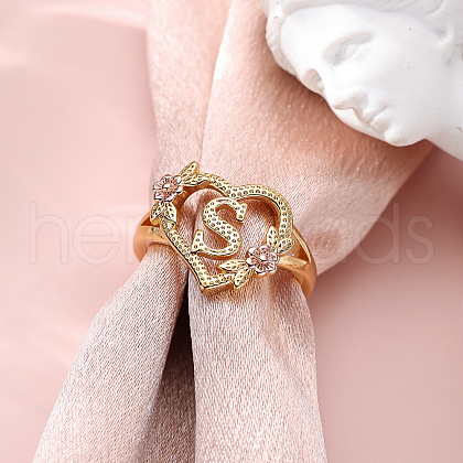 Heart with Flower Hollow Out Brass Finger Rings FS-WG99C3E-39-1
