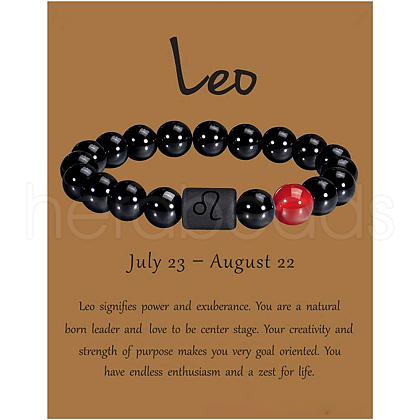 12 Constellation Natural Round Carnelian Beads Stretch Bracelets WGD22B0-11-1