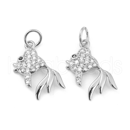 Brass Micro Pave Cubic Zirconia Pendants ZIRC-P091-12P-RS-1