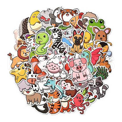 50 Pieces Cartoon Animal Graffiti Waterproof Paper Stickers STIC-R001-10-1