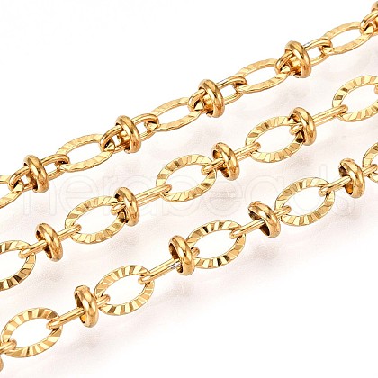 304 Stainless Steel Textured Oval Link Chains CHS-N005-06A-G-1