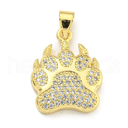 Brass Micro Pave Clear Cubic Zirconia Pendants KK-K354-22G-1