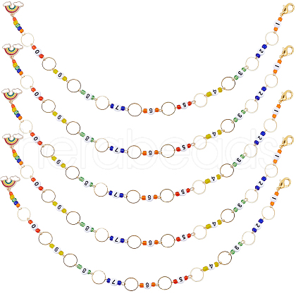 SUNNYCLUE 6Pcs Alloy Enamel Rainbow Charm Knitting Row Counter Chains HJEW-SC0001-51-1