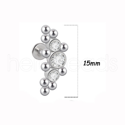 316L Surgical Stainless Steel & G23 Titanium & Crystal Rhinestone Flat Round Cartilage Earrings WGA7630-49-1
