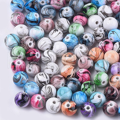 Opaque Spray Painted Acrylic Beads MACR-S361-22B-1