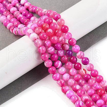 Natural Striped Agate/Banded Agate Beads Strands G-H037-A02-02-1