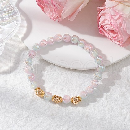 Electroplated Glass Stretch Bracelets BJEW-JB11965-1