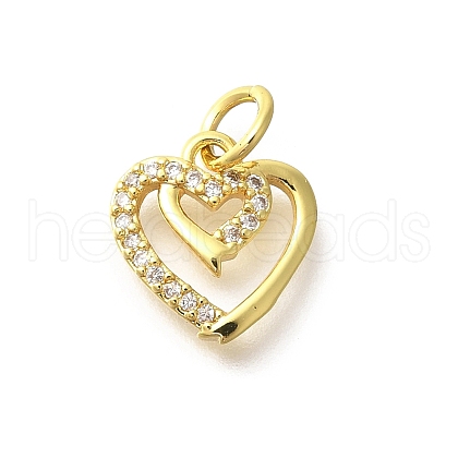 Brass Micro Pave Clear Cubic Zirconia Pendants KK-M297-14G-1