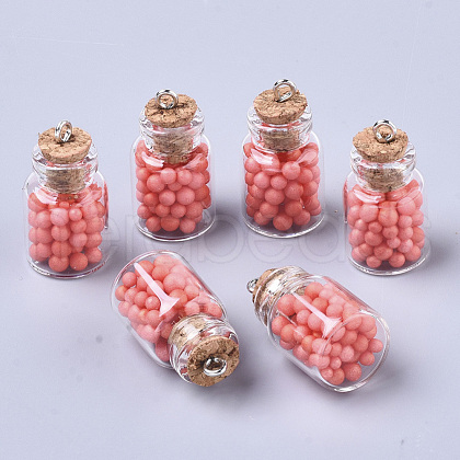 Glass Wishing Bottle Pendant Decorations GLAA-N037-01E-1