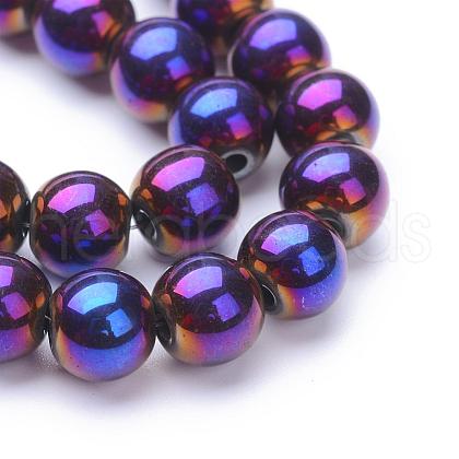 Non-magnetic Synthetic Hematite Beads Strands G-S096-8mm-6-1