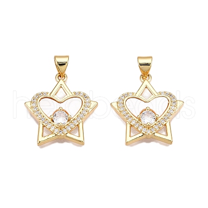 Brass Micro Pave Clear Cubic Zirconia Pendants KK-N254-196G-1