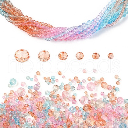 6 Styles Gradient Color Transparent Painted Glass Beads Strands DGLA-YW0001-28S-1