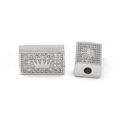 Brass Micro Pave Clear Cubic Zirconia Beads KK-E068-VB461-1