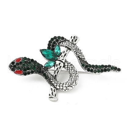 Snake Alloy Rhinestone Brooches for Backpack Clothes JEWB-Z040-01A-AS-1