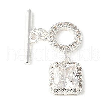Brass Pave Clear Cubic Zirconia Toggle Clasps KK-A253-08S-1