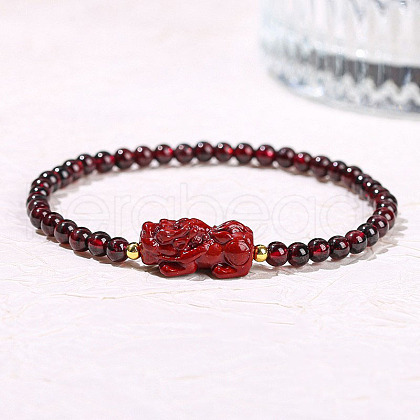 Natural Garnet Round Beads Stretch Bracelets WG583E5-01-1