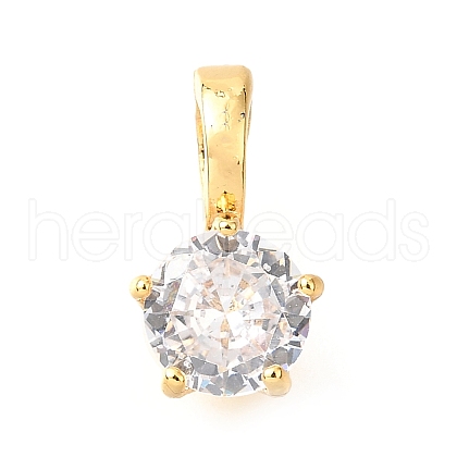 Brass Micro Pave Cubic Zirconia Charms KK-D356-05A-G-1