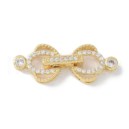 Rack Plating Brass Micro Pave Clear Cubic Zirconia Fold Over Clasps KK-NH0002-03F-G-1