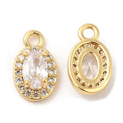 Brass and Clear Cubic Zirconia Pendants ZIRC-Q202-12G-1