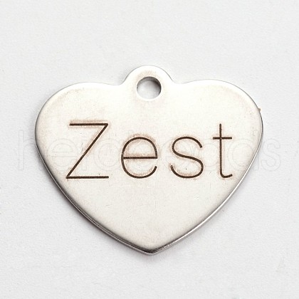 Non-Tarnish Stainless Steel Heart Pendants STAS-L165-C18-1