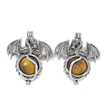 Natural Tiger Eye Pendants G-P491-02AS-04-1