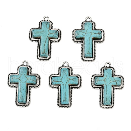 Alloy Pave Synthetic Turquoise Pendants FIND-C068-22AS-1
