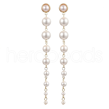 Shell Pearl Tassel Stud Earrings for Women EJEW-JE06195-01-1