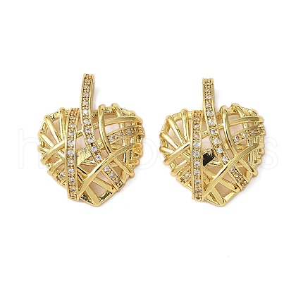 Brass Micro Pave Clear Cubic Zirconia Pendants KK-B139-01G-1