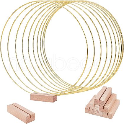 Iron Craft Hoop and Wood Pedestal Kit DIY-WH0343-71-1