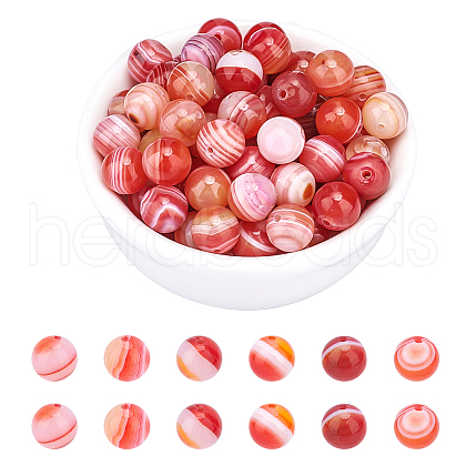 ARRICRAFT Natural Striped Agate/Banded Agate Bead Strands G-AR0002-57-1