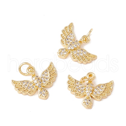 Brass Micro Pave Clear Cubic Zirconia Charms KK-G415-31G-1