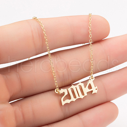 2004 Birth Year Number 201 Stainless Steel Pendant Cable Chain Necklaces FS-WGB5F08-36-1