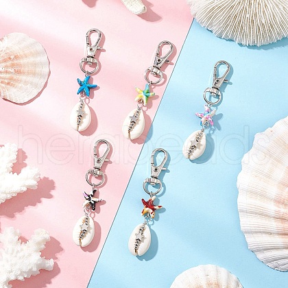 Natural Cowrie Shell Pendant Decorations HJEW-JM03313-1