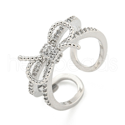 Brass Micro Pave Cubic Zirconia Cuff Rings RJEW-I103-095P-1